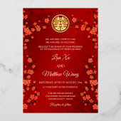 Red Blossom | 中国風の結婚式の招待状 箔招待状 (正面)