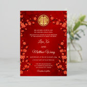 Red Blossom | 中国風の結婚式の招待状 箔招待状 (立ち正面)