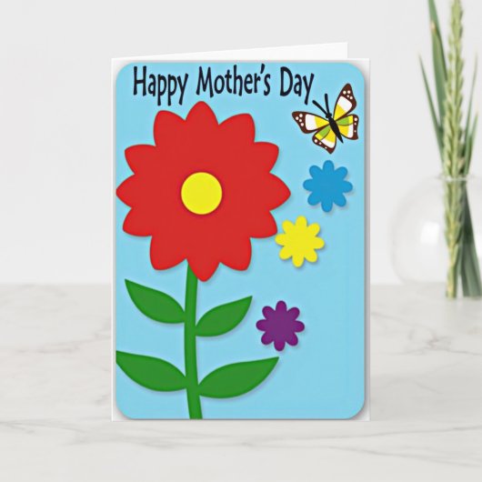 Red Blossom Mothers Day Art Card カード (正面)