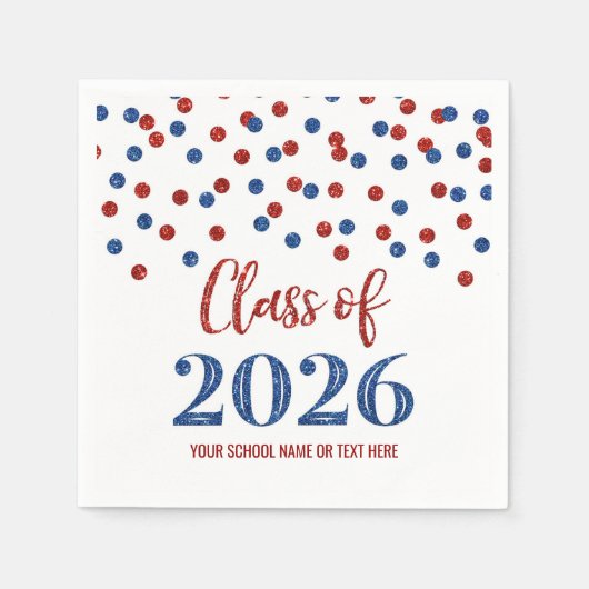 Red Blue コンフェッティ 2026年卒業記念 ナプキン スタンダードカクテルナプキン (正面)