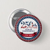 Red & Blue 250th Years of USA Independence Button 缶バッジ (正面&裏面)