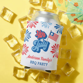Red & Blue 7月4日FireworksレトロBBQパーティー 缶クーラー