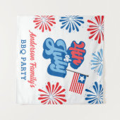 Red & Blue 7月4日Fireworks懇親会BBQパーティー タペストリー (正面(横))