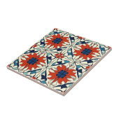Red Blue and Off White Pattern Ceramic Tile タイル (側面)