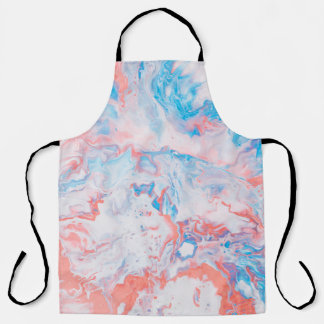 Red, blue, and white abstract painting エプロン