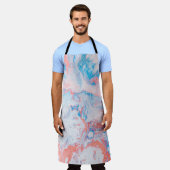 Red, blue, and white abstract painting エプロン (着用した状態)