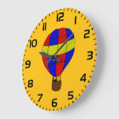 Red Blue and Yellow Hot Air Balloon ラージ壁時計 (傾斜)
