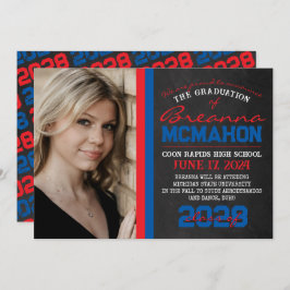 Red & Blue Chalkboard卒業発表 招待状