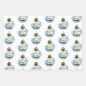 Red Blue Christmas Magic Santa Bunny Rabbit ラッピングペーパーシート (正面3)