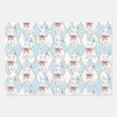 Red Blue Christmas Magic Santa Bunny Rabbit ラッピングペーパーシート (正面)