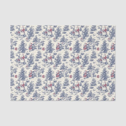 Red & Blue Christmas Santa Toile 薄葉紙 (正面)