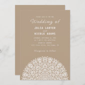 Red & Blue Coral Reef Marble Stone Mandala Wedding 招待状 (正面/裏面)