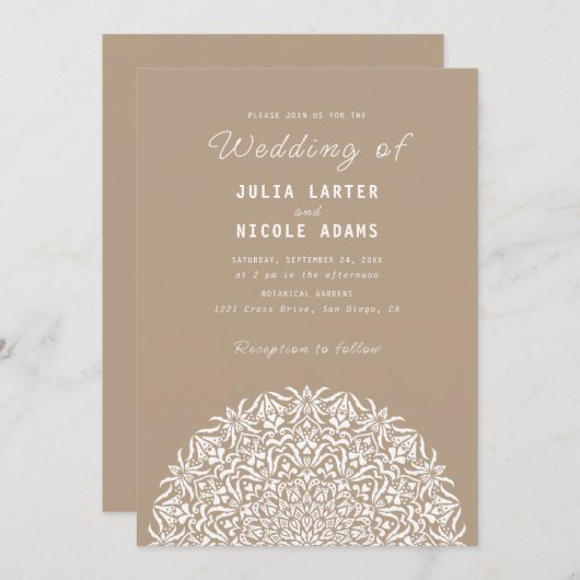 Red & Blue Coral Reef Marble Stone Mandala Wedding 招待状 (正面/裏面)