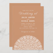 Red & Blue Coral Reef Marble Stone Mandala Wedding 招待状 (正面/裏面)