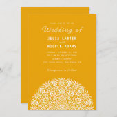 Red & Blue Coral Reef Marble Stone Mandala Wedding 招待状 (正面/裏面)