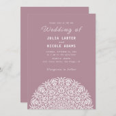 Red & Blue Coral Reef Marble Stone Mandala Wedding 招待状 (正面/裏面)