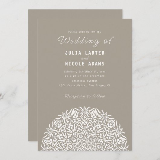 Red & Blue Coral Reef Marble Stone Mandala Wedding 招待状 (正面/裏面)