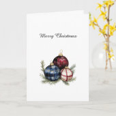 Red Blue Cream Country Christmas Ornaments カード (黄色い花)