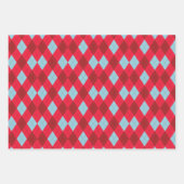 Red Blue & Crimson Christmas Argyle ラッピングペーパーシート (正面)