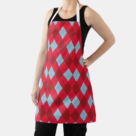 Red Blue & Crimson Christmas Argyle Apron エプロン (インサイチュ)