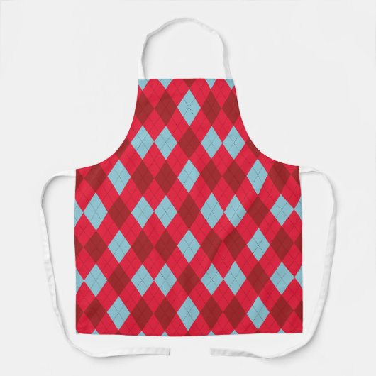 Red Blue & Crimson Christmas Argyle Apron エプロン (正面)