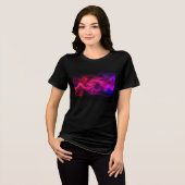 Red + Blue Flames on a Black Short Sleeve T-Shirt トライブレンドＴシャツ (正面全面)
