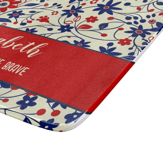 Red Blue Folk Art Kitchenware カッティングボード (角)