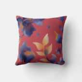 Red Blue Gold watercolor illustration throw pillow クッション (裏面)