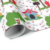 Red blue green dog house bones  ラッピングペーパー (ロールコーナー)