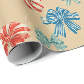 Red, Blue, Green, White Bow Pattern ラッピングペーパー (ロールコーナー)