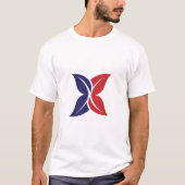 Red Blue Leaf X Modern Minimalist T-Shirt Tシャツ (正面)