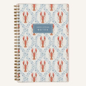 Red & Blue Lobster Trellis Personalized ノートブック (正面)