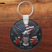 Red & Blue Metallic Texture USA Semiquincentennial キーホルダー (裏面)