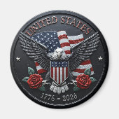 Red & Blue Metallic Texture USA Semiquincentennial マグネット (正面)