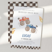 Red & Blue Monster Truck Birthday Any Age 招待状