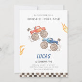 Red & Blue Monster Truck Birthday Any Age 招待状 (正面)