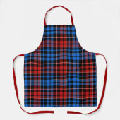 Red Blue On Black Plaid Tartan Design  エプロン (正面)