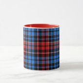 Red Blue On Black Plaid Tartan Design  マグカップ (中央)