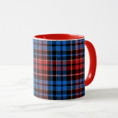 Red Blue On Black Plaid Tartan Design  マグカップ (正面右)