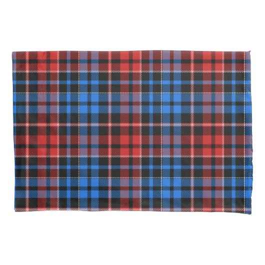 Red Blue On Black Plaid Tartan Design  枕カバー (正面)