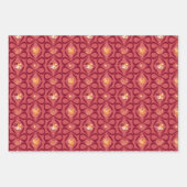 Red Blue Orange Christmas Forest Village ラッピングペーパーシート (正面2)