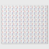 Red Blue Paris Gift Wrap Wrapping Paper France ラッピングペーパー (フラット)