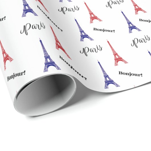 Red Blue Paris Gift Wrap Wrapping Paper France ラッピングペーパー (ロールコーナー)