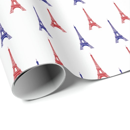 Red Blue Paris Gift Wrap Wrapping Paper France ラッピングペーパー (ロールコーナー)