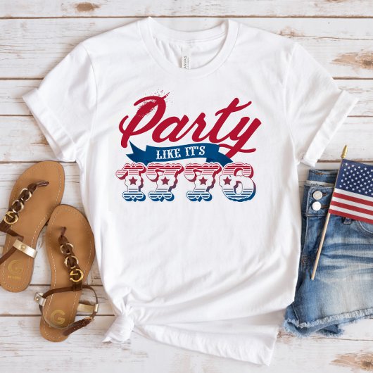 Red Blue Party Like It's 1776 4th of July T-Shirt Tシャツ