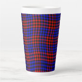 Red Blue Plaid Checker Seamless Pattern カフェラテマグ (正面)