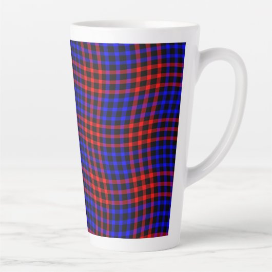 Red Blue Plaid Checker Seamless Pattern カフェラテマグ (右)