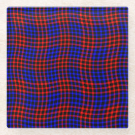 Red Blue Plaid Checker Seamless Pattern ガラスコースター