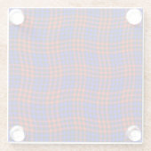 Red Blue Plaid Checker Seamless Pattern ガラスコースター (裏面)