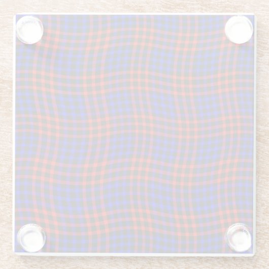 Red Blue Plaid Checker Seamless Pattern ガラスコースター (裏面)